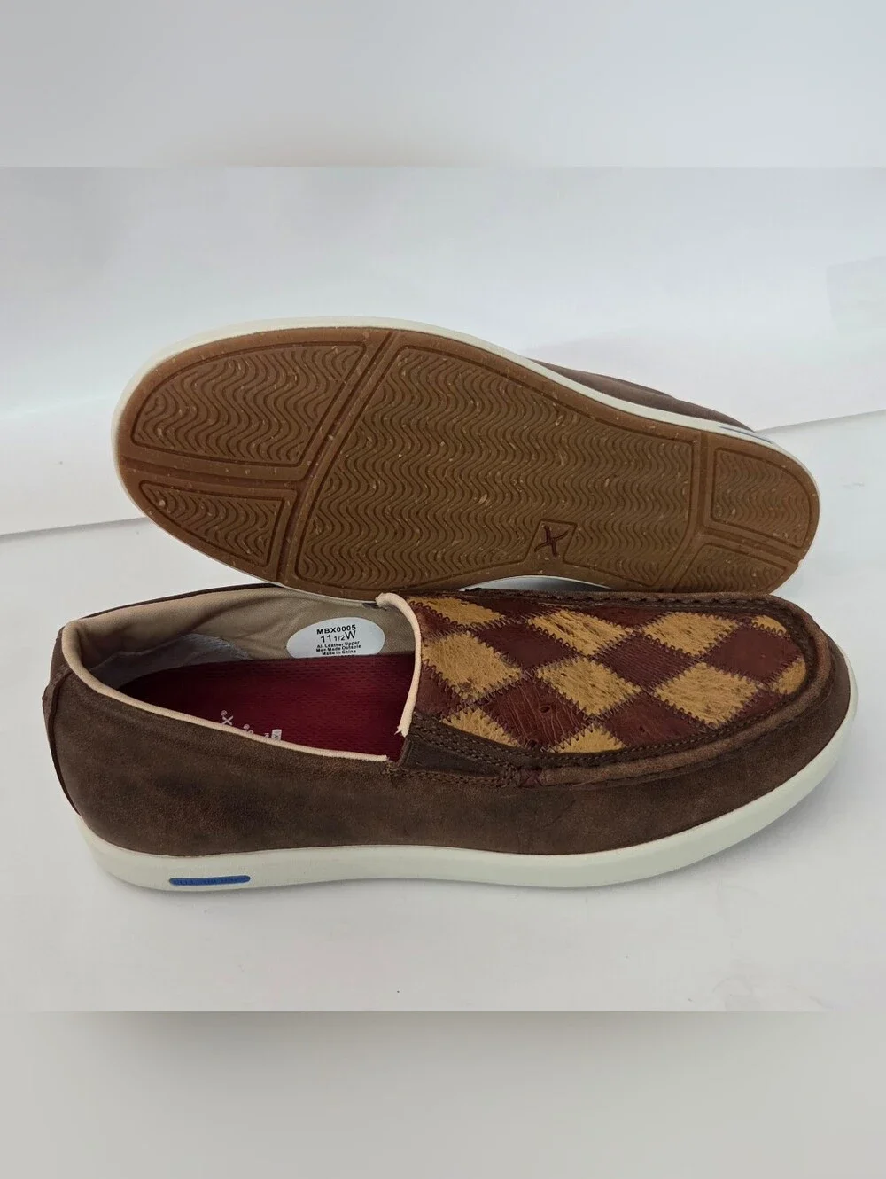 MBX0005 Men's Ultralite Slip On Patchwork Ostrich Casual Shoes by Twisted X 11.5
